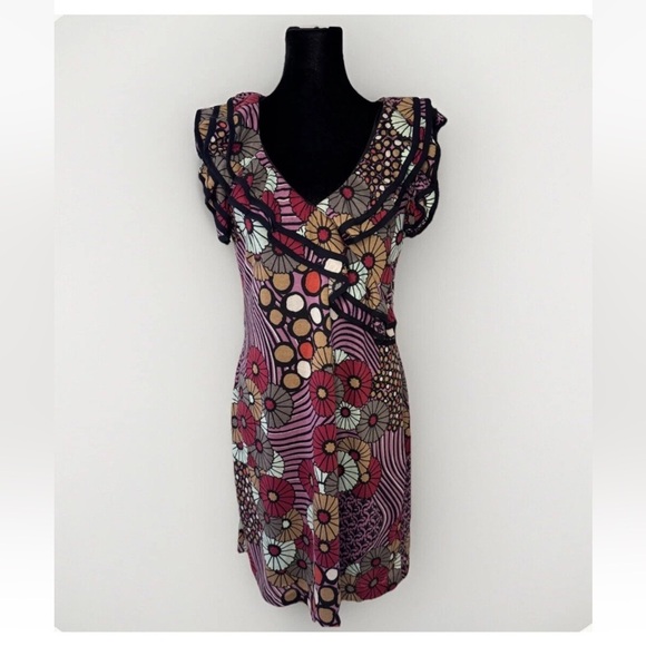 Anthropologie Eva Franco Dress Sz 6 Womens Y2K Ruffles Party Church Made In USA - Picture 1 of 10